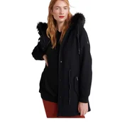 Płaszcze damskie - Płaszcz damski Superdry Wool Parka wełniany z kapturem granatowy-XL - miniaturka - grafika 1