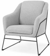 Fotele - Halmar Krzesło fotel do salonu loft SOFT - czarny stelaż - popielaty - miniaturka - grafika 1