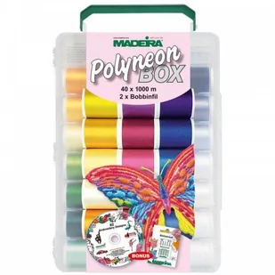 Zestaw nici MADEIRA Polyneon 40, 42x1000 m + dodatki - Akcesoria i części do maszyn do szycia - miniaturka - grafika 1