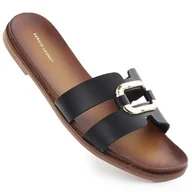 Klapki i japonki damskie - Klapki damskie z ozdobą czarne Sergio Leone SK077H - miniaturka - grafika 1