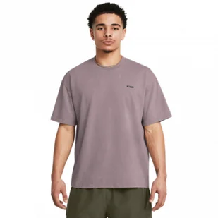 Męski t-shirt z nadrukiem Under Armour UA M Hw Os Logo Wash Ss - beżowy - UNDER ARMOUR - Koszulki sportowe męskie - miniaturka - grafika 1