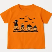 Koszulki dla dziewczynek - Pomarańczowa koszulka z dynią na Dzień Dyni - DYNIAKOTY30 - miniaturka - grafika 1
