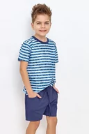 Piżamy chłopięce - Chłopięca piżama Noah niebieska w paski 122 - miniaturka - grafika 1