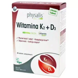 Physalis Witamina K2 + D3 tabletki podjęzykowe Suplement diety 60 szt. - Witaminy i minerały - miniaturka - grafika 1