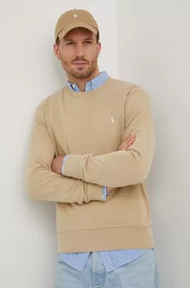 Bluzy męskie - Polo Ralph Lauren bluza bawełniana męska kolor beżowy gładka - grafika 1