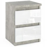 Szafki nocne - Szafka Nocna Beton Biały Połysk 30 CM 2S Stolik Nocny Meble Do Sypialni - miniaturka - grafika 1