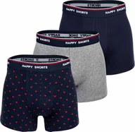 Majtki męskie - Bokserki męskie Happy Shorts, 3 sztuki - Retro Jersey, Logobund Red Heart XL - miniaturka - grafika 1