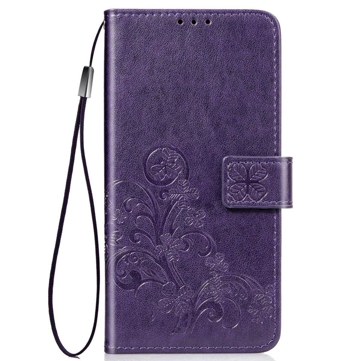 Etui na telefon komórkowy Pokrowiec ochronny Etui z klapką Uchwyt na kartę Kwiaty, Kolor: Fioletowy, Wybierz model: Samsung Galaxy A72 5G