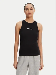 adidas Top Essentials Linear JC5798 Czarny Slim Fit - Koszulki i topy damskie - miniaturka - grafika 1