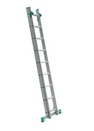 Drabiny - ALVE Aluminiowa dwuczęściowa drabina uniwersalna EUROSTYL przystosowana do używania na schodach, 2x11 szczebli, długość 5,13 m 558008 - miniaturka - grafika 1