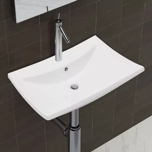 vidaXL Ceramiczna z przelewem oraz otworem na baterie - Umywalki - miniaturka - grafika 1