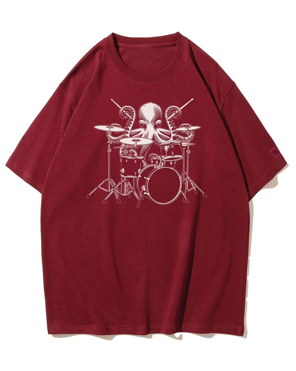 Koszulka oversize Kraken Perkusista Muzyka Prezent Bordowy 3XL