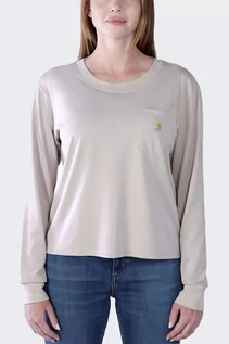 Bluzy sportowe damskie - Koszulka damska z długim rękawem Carhartt Lightweight Pocket V61 Mink - grafika 1