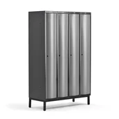 Szafy biurowe - Metalowa szafa ubraniowa CURVE, na nóżkach, 4x1 drzwi, 1940x1200x550 mm, szary - miniaturka - grafika 1