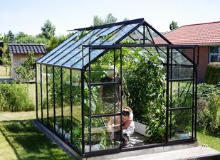 VITAVIA szklarnia ogrodowa URANUS 9900 czarna (9.9 m², 2.57 m x 3.83 m) + baza - Szklarnie ogrodowe - miniaturka - grafika 3