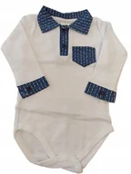 Body dla niemowląt - BODY CHLOPIĘCE Z KOŁNIERZYKIEM BIAŁE MAKOMA 0326 80 - miniaturka - grafika 1
