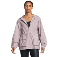 Kurtki damskie - Damska kurtka treningowa Under Armour Crinkle Woven Jacket - beżowa - UNDER ARMOUR - miniaturka - grafika 1