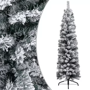 vidaXL Lumarko Smukła, sztuczna choinka, ośnieżona, zielona, 120 cm, PVC! 329257 - Choinki - miniaturka - grafika 1