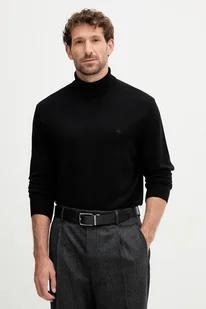 Calvin Klein sweter wełniany męski kolor czarny lekki z golferm LV04LD317G - Swetry męskie - miniaturka - grafika 1