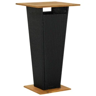 VidaXL Lumarko Stolik barowy, czarny, 60x60x110 cm, rattan PE i lita akacja 313463 VidaXL - Stoły ogrodowe - miniaturka - grafika 7