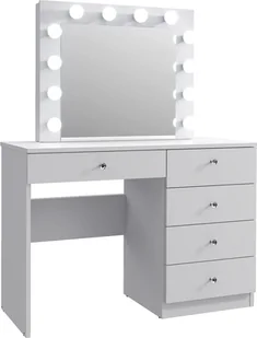 Meblowa 1 Toaletka PATRICIA 3 MEGA biały mat z lustrem w stylu glamour MEBLOWA 1 - Toaletki - miniaturka - grafika 1