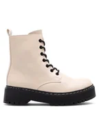 Botki damskie - Jenny Fairy Trapery WSD1916-01M Beżowy - miniaturka - grafika 1