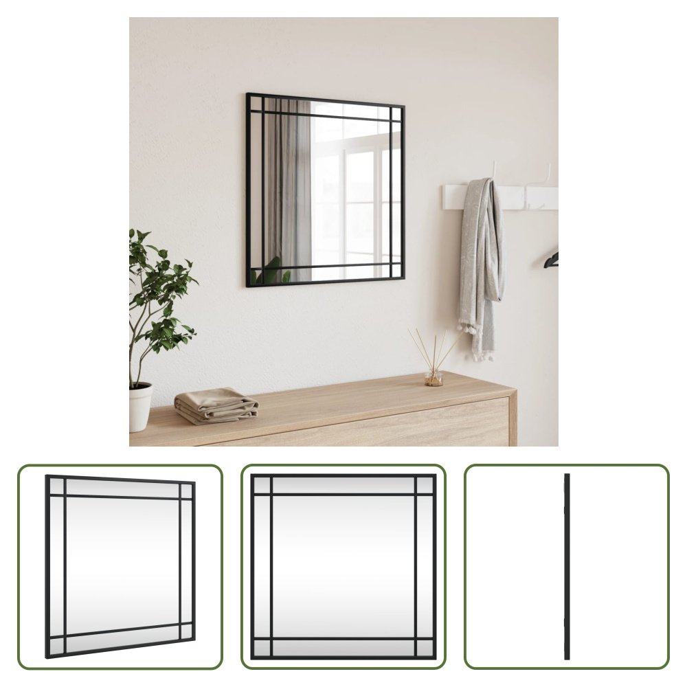 Lustro ścienne Living Store czarne 50x50 cm kwadratowe żelazo