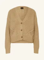 Swetry damskie - Boss Kardigan Fortellini Z Dodatkiem Alpaki braun - BOSS - miniaturka - grafika 1