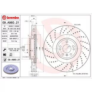 Tarcza hamulcowa BREMBO 09.A960.21 - Tarcze hamulcowe - miniaturka - grafika 1