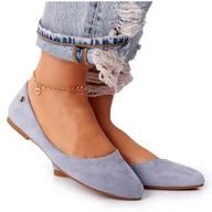 Baleriny - Zamszowe Baleriny Sergio Leone BL622 Niebieskie - miniaturka - grafika 1