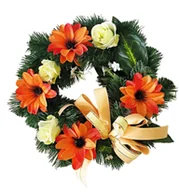 Sztuczne kwiaty - DEKORACJA GROBU WIĄZANKA STROIK NA CMENTARZ 38cm - miniaturka - grafika 1