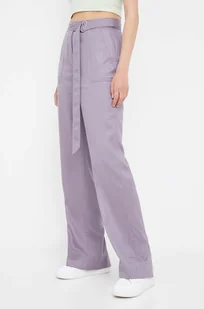 Calvin Klein spodnie damskie kolor fioletowy proste high waist - Spodnie damskie - miniaturka - grafika 1