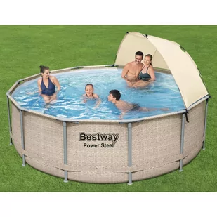 Bestway Basen Power Steel z akcesoriami i daszkiem, 396x107 cm - Baseny ogrodowe - miniaturka - grafika 1