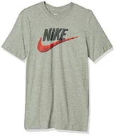 Koszulki męskie - Nike Męski T-shirt M Nsw Tee Brand Mark szary Dk Grey Heather/Black/(Habanero Red) 17-23 - miniaturka - grafika 1