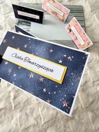Pamiątka Pierwszej Komunii Świętej - Winietki na stół, na ślub, komunię, chrzest, roczek, navy blue gwiazdki - MyPerfectDay - miniaturka - grafika 1