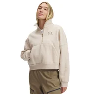Bluzy damskie - Damska bluza dresowa Under Armour UA Icon Fleece OS HZ - beżowa - miniaturka - grafika 1