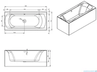 Wanny z hydromasażem - Riho Linares Plug&amp;Play wanna prostokątna przyścienna 160x70cm lewa z obudową + nóżki B140011005 - miniaturka - grafika 1