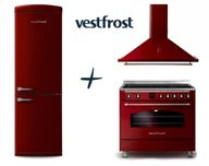 Zestawy AGD - VestFrost Linia Bordowa - zestaw retro : kuchnia z płytą indukcyjną + okap + lodówka - miniaturka - grafika 1