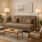 Sofy i kanapy - Sofa z Funkcją Spania NEPAL Wersalka Rozkładana Dwuosobowa Brązowa Nowoczesna do Salonu - miniaturka - grafika 1