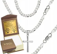 Srebrny Łańcuszek Męski Naszyjnik Pancerka Srebro 925 Z Krzyżykiem Grawer