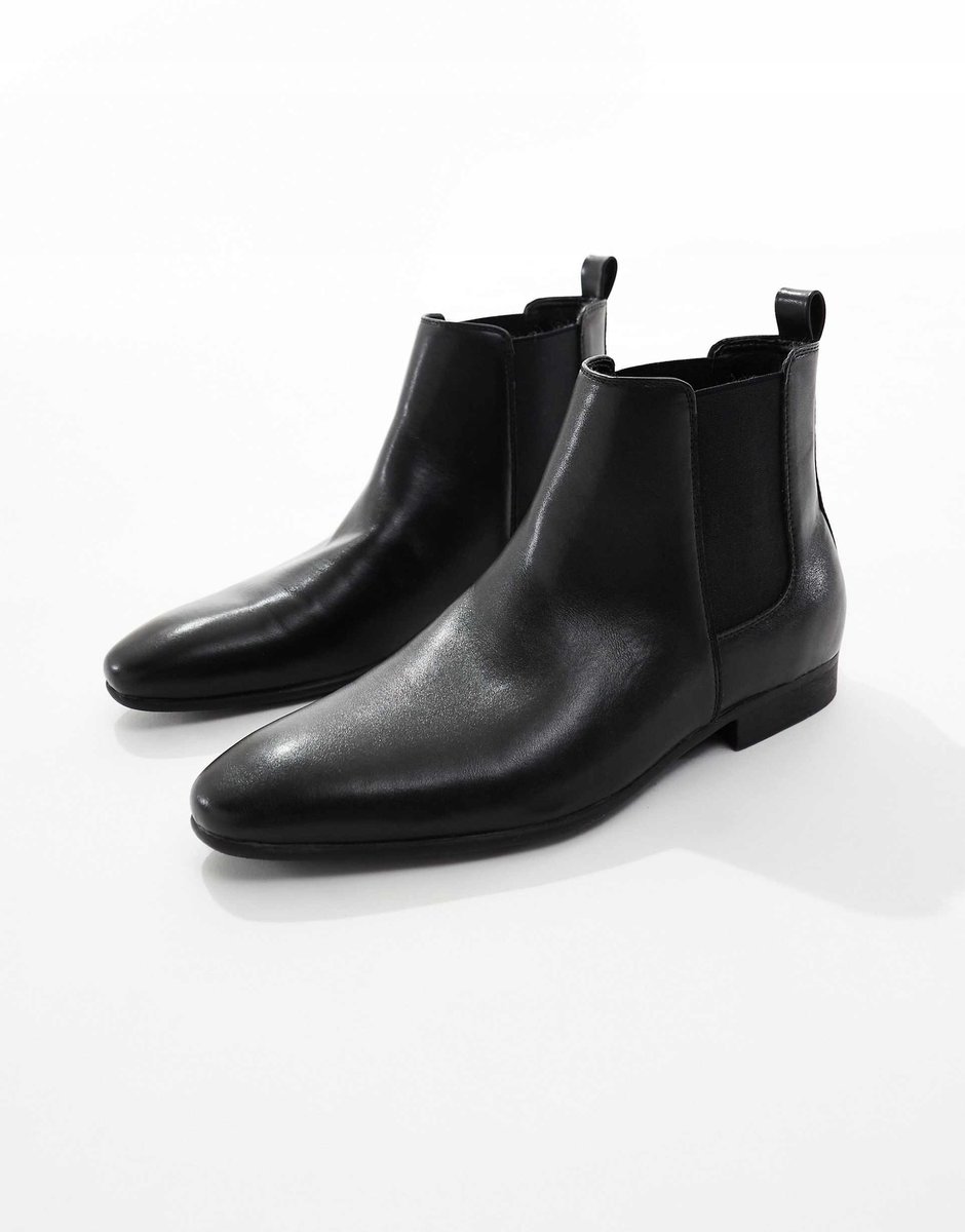 ASOS CZARNE MĘSKIE SZTYBLETY ZE SKÓRY EKOLOGICZNEJ MIGDAŁOWY NOSEK 39 24CA