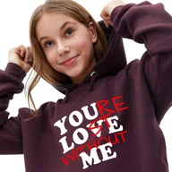 Bluzy damskie - Bordowa Bluza Damska Z Kapturem YOURE LOSE WITHOUT ME Kobiece Wzory - L - miniaturka - grafika 1