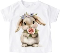 Koszulki dla dziewczynek - Śliczna Koszulka z królikiem - wzór króliczek65 - miniaturka - grafika 1