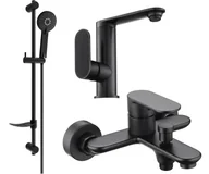 Zestawy baterii łazienkowych - Mexen Milo DF40 zestaw wannowy, czarny - 713053DF40-70 - miniaturka - grafika 1