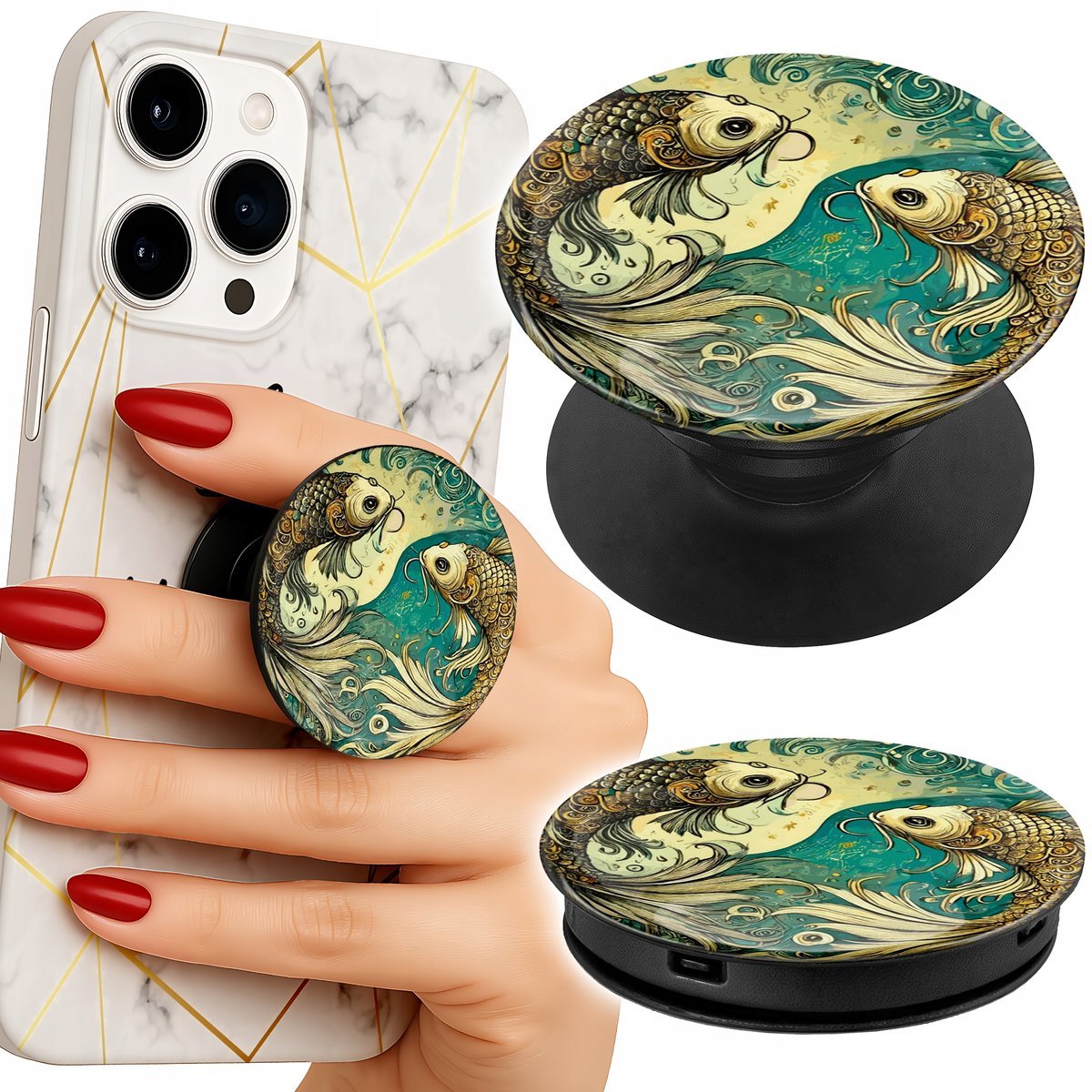 Uchwyt do telefonu Popsocket na palce/stojak ZNAK ZODIAKU, RYBY