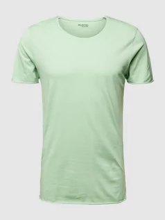 Koszulki męskie - T-shirt z czystej bawełny ze zrolowanymi wykończeniami - grafika 1