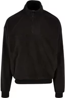 Bluzy męskie - Urban Classics Męska bluza Basic Polar Troyer, czarny, XL - miniaturka - grafika 1