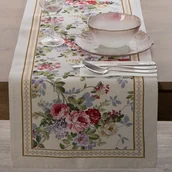 Obrusy i serwetki - Bieżnik obrus dekoracyjny gobelin 45x140 Eurofirany naturalny różowy ogrodowe kwiaty - miniaturka - grafika 1
