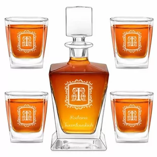 Karafka do whisky pyramid z 4 szklankami capitol i grawerem - Karafki - miniaturka - grafika 1