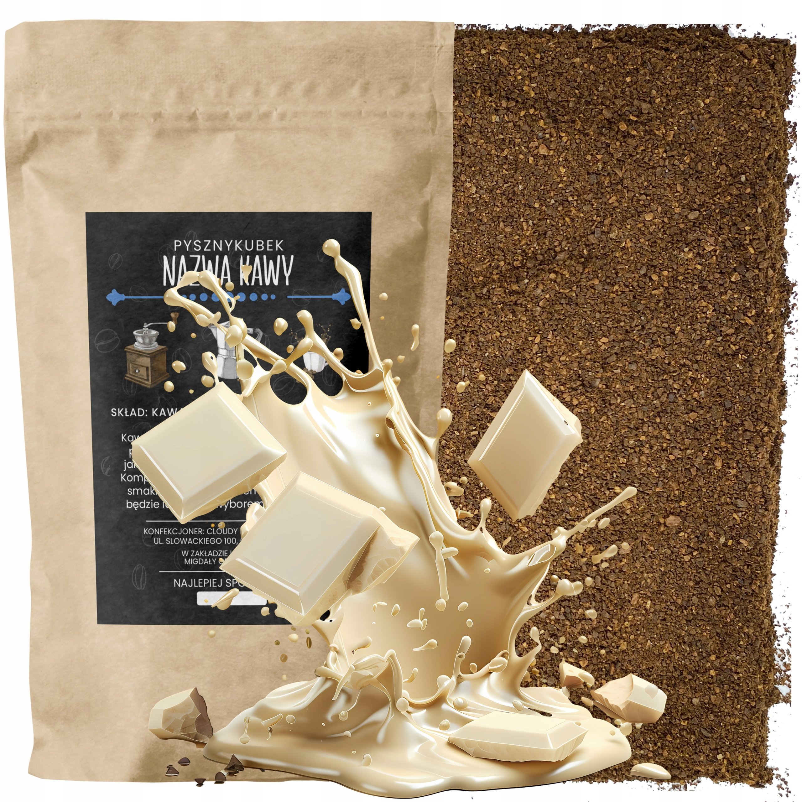 Kawa Mielona smakowa Biała Czekolada 1000g